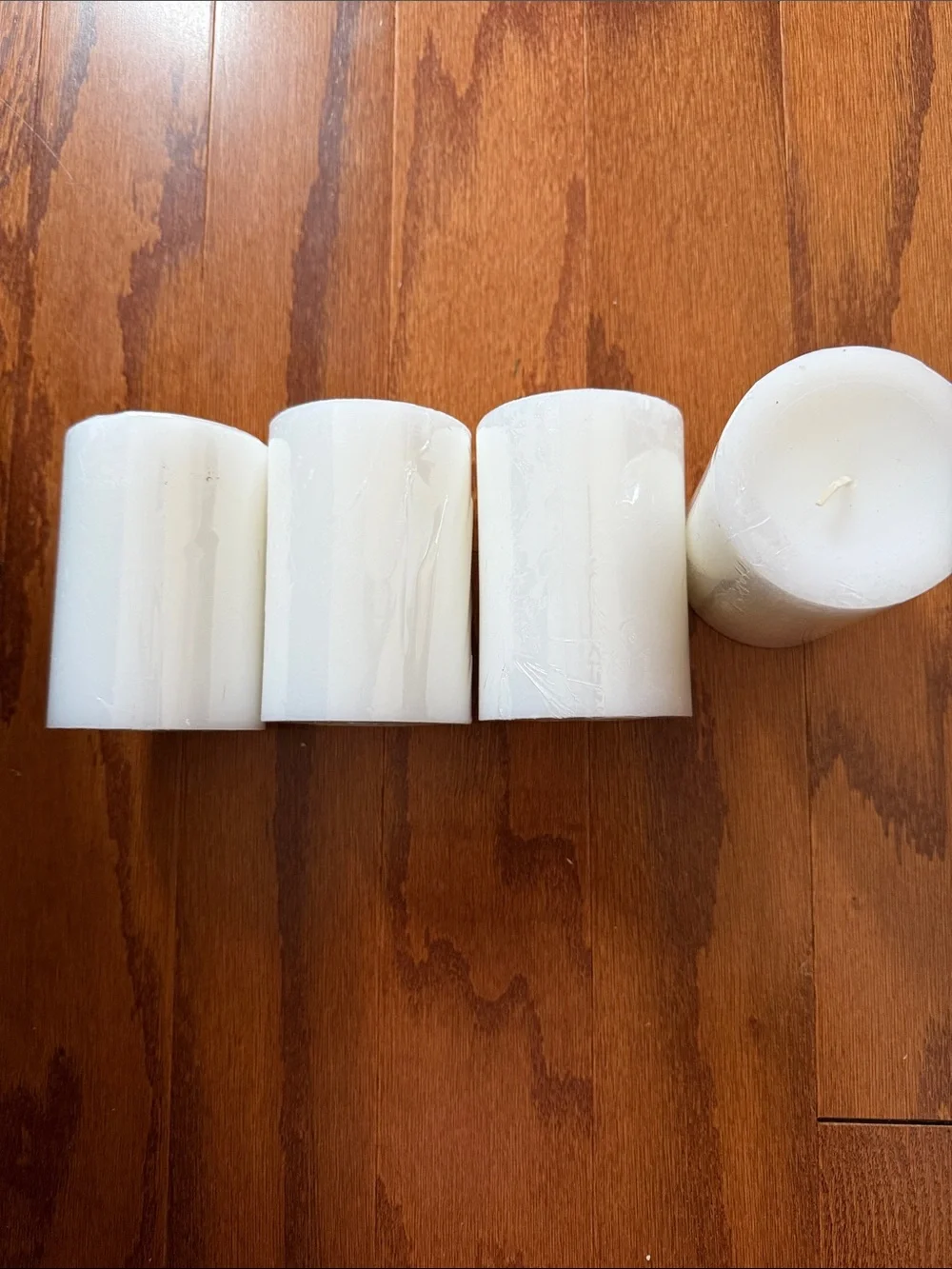 White Pillar Candles, Set of 4